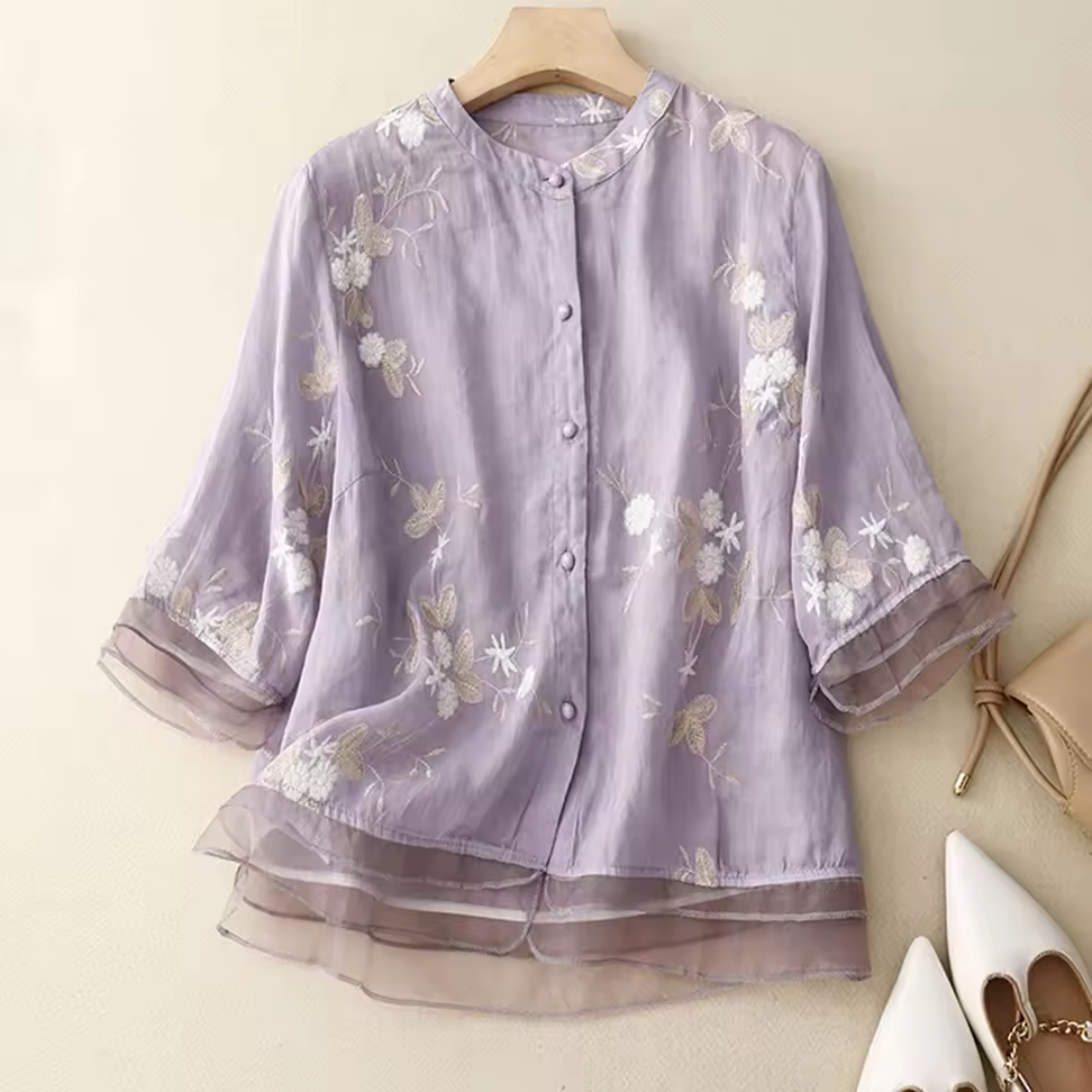 芯怡|刺繡棉麻襯衫
